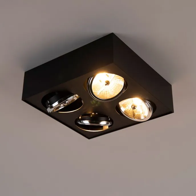 Design-Spot schwarz quadratisch 4-flammig - Kaya