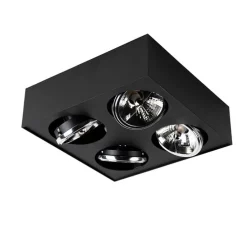 Design-Spot schwarz quadratisch 4-flammig - Kaya