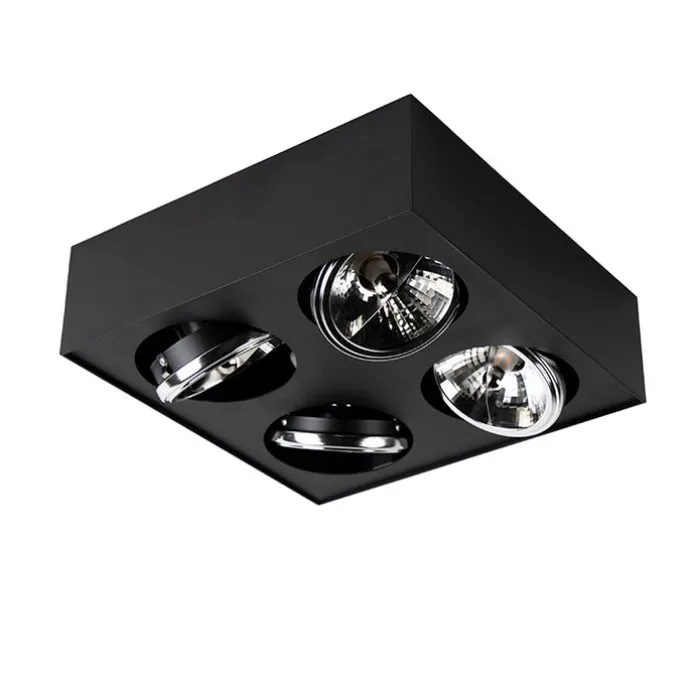 Design-Spot schwarz quadratisch 4-flammig - Kaya