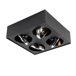 Design-Spot schwarz quadratisch 4-flammig - Kaya