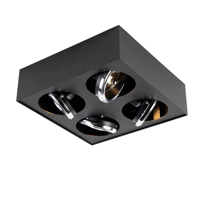 Design-Spot schwarz quadratisch 4-flammig - Kaya