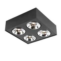 Design-Spot schwarz quadratisch 4-flammig - Kaya