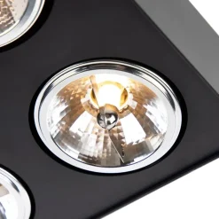 Design-Spot schwarz quadratisch 4-flammig - Kaya