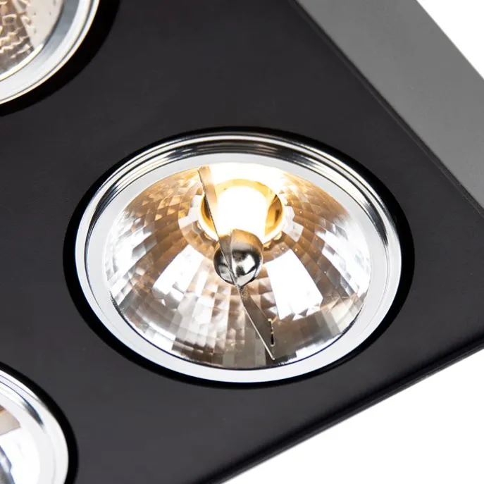 Design-Spot schwarz quadratisch 4-flammig - Kaya