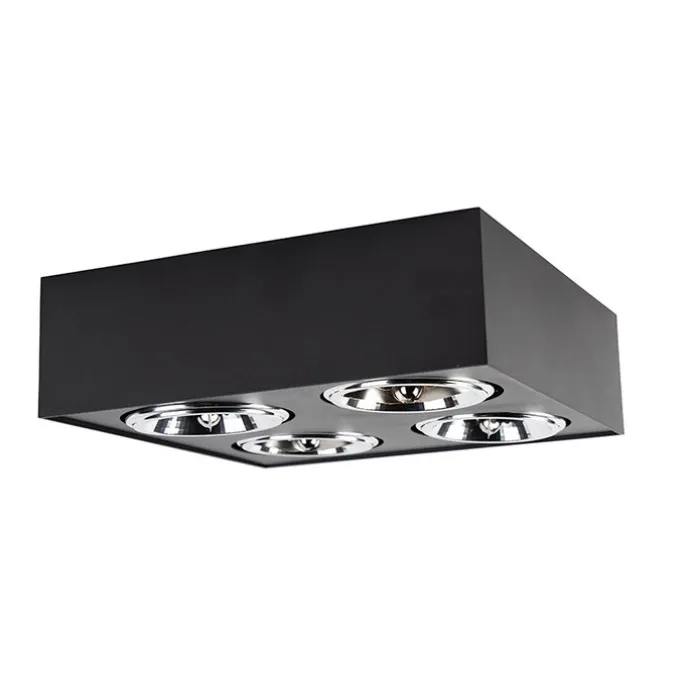 Design-Spot schwarz quadratisch 4-flammig - Kaya