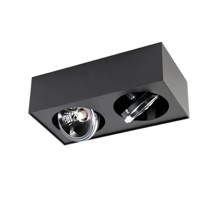 Design-Spot schwarz quadratisch 2-flammig - Kaya