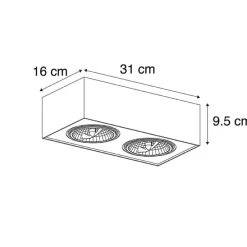 Design-Spot schwarz quadratisch 2-flammig - Kaya