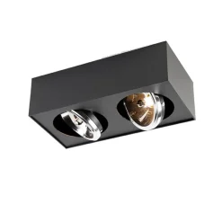 Design-Spot schwarz quadratisch 2-flammig - Kaya