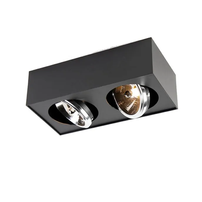 Design-Spot schwarz quadratisch 2-flammig - Kaya