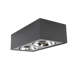 Design-Spot schwarz quadratisch 2-flammig - Kaya