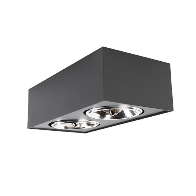 Design-Spot schwarz quadratisch 2-flammig - Kaya