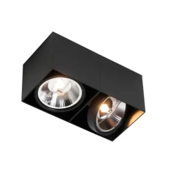 Design-Spot schwarz rechteckig AR111 2-flammig - Box