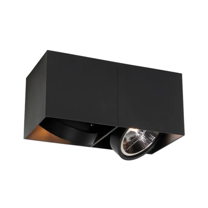 Design-Spot schwarz rechteckig AR111 2-flammig - Box