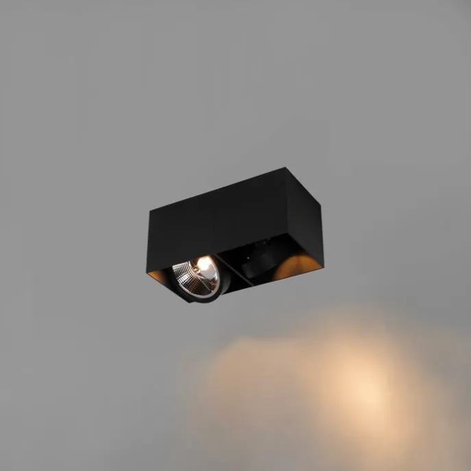 Design-Spot schwarz rechteckig AR111 2-flammig - Box