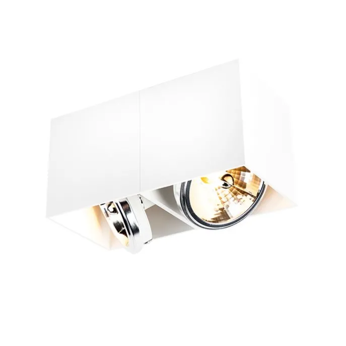 Design-Spot weiß rechteckig 2-flammig - Box