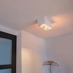 Design-Spot weiß rechteckig 2-flammig - Box