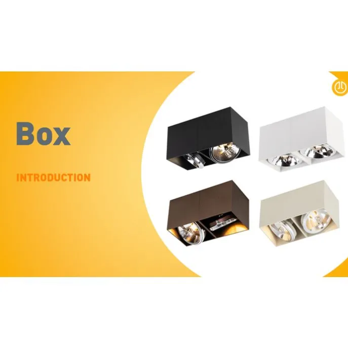 Design-Spot weiß rechteckig 2-flammig - Box