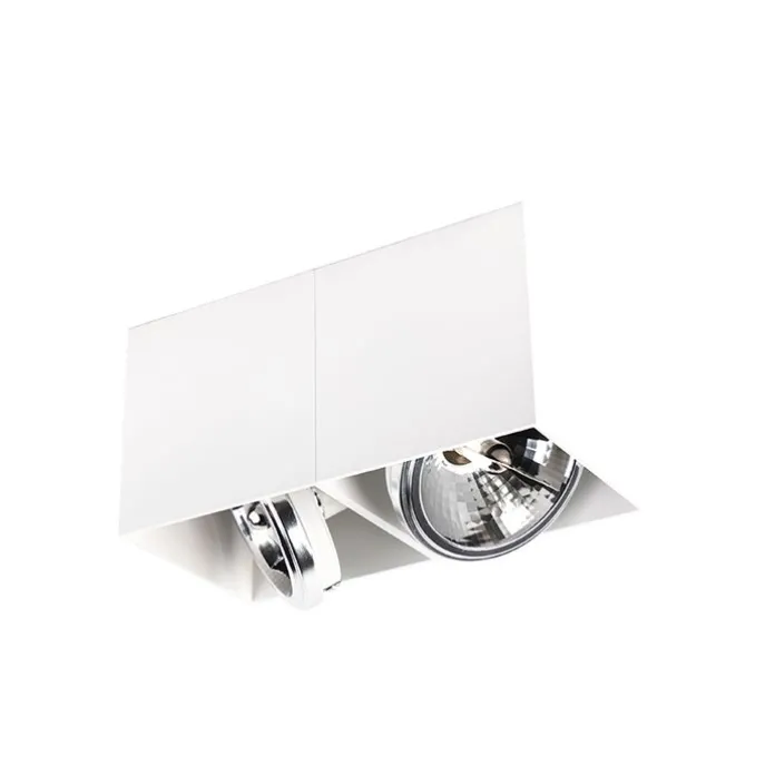 Design-Spot weiß rechteckig 2-flammig - Box