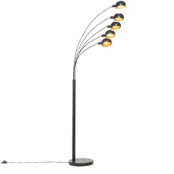 Design-Stehlampe schwarz mit Gold 5 Lichter - Sixties Marmo