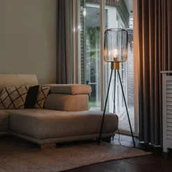 Design-Stehlampe schwarz mit Gold - Mayelle