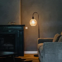 Design-Stehlampe schwarz mit Rauchglas - Chico