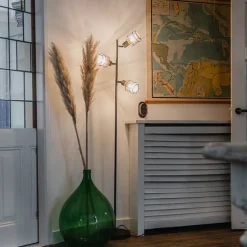 Design-Stehlampe Schwarz mit Gold 3-flammig - Noud