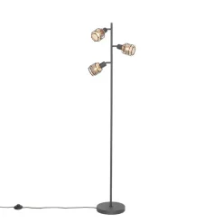 Design-Stehlampe Schwarz mit Gold 3-flammig - Noud