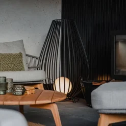 Design-Stehleuchte schwarz mit Opal 110 cm IP44 - Angela