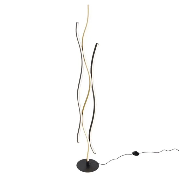 Design-Stehleuchte Schwarz mit Gold inkl. Dimmbarer LED - Blaze