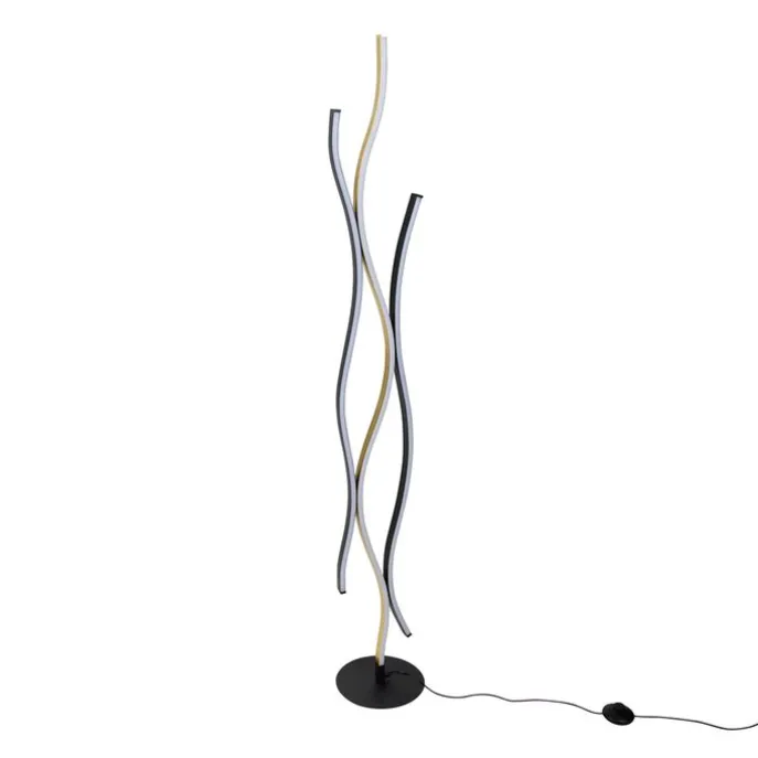 Design-Stehleuchte Schwarz mit Gold inkl. Dimmbarer LED - Blaze