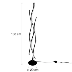Design-Stehleuchte Schwarz mit Gold inkl. Dimmbarer LED - Blaze