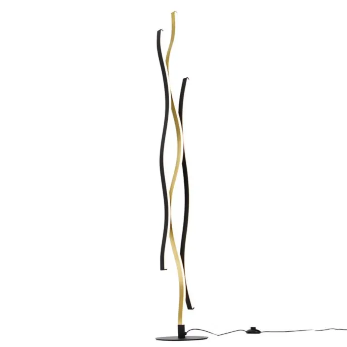 Design-Stehleuchte Schwarz mit Gold inkl. Dimmbarer LED - Blaze