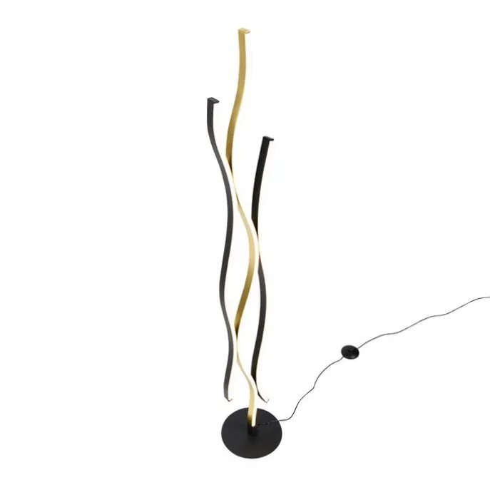 Design-Stehleuchte Schwarz mit Gold inkl. Dimmbarer LED - Blaze