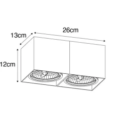 Designstrahler weiß rechteckig AR111 2-flammig - Box