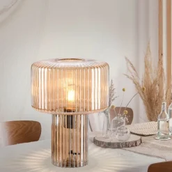 Design-Tischleuchte aus bernsteinfarbenem Glas - Andro