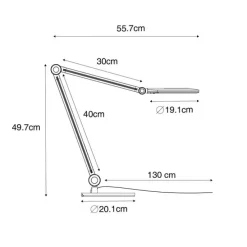 Design-Tischleuchte schwarz inkl. LED mit Touch- und Induktionsladegerät - Don