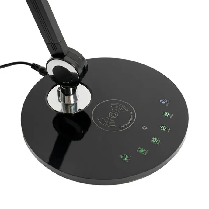 Design-Tischleuchte schwarz inkl. LED mit Touch- und Induktionsladegerät - Don