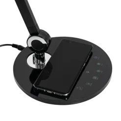 Design-Tischleuchte schwarz inkl. LED mit Touch- und Induktionsladegerät - Don