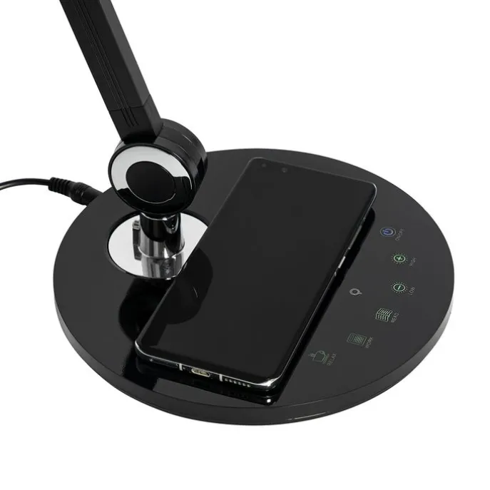 Design-Tischleuchte schwarz inkl. LED mit Touch- und Induktionsladegerät - Don