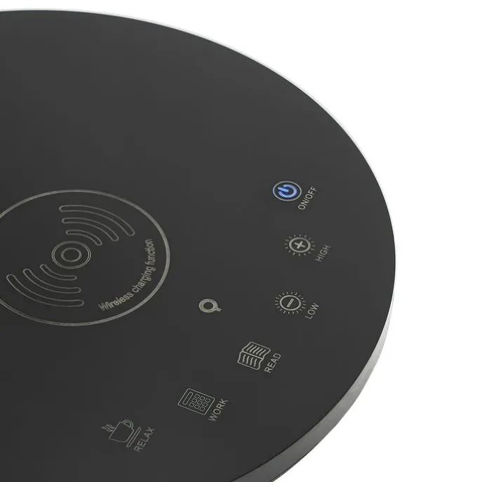 Design-Tischleuchte schwarz inkl. LED mit Touch- und Induktionsladegerät - Don