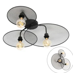 Design-Wandleuchte schwarz mit Netz 3-flammig – Jane