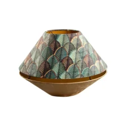 Doppelter Samtlampenschirm mit Blattdesign in Beige und goldener Innenseite