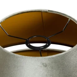 Doppelter Samtlampenschirm Grün mit goldener Innenseite