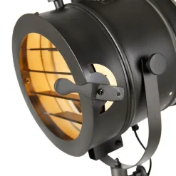 Dreibein-Stehlampe schwarz mit Holz-Studiospot - Radient