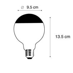 E27 dimmbare LED-Filamentlampe Kopfspiegel G95 schwarz 550lm 2700K