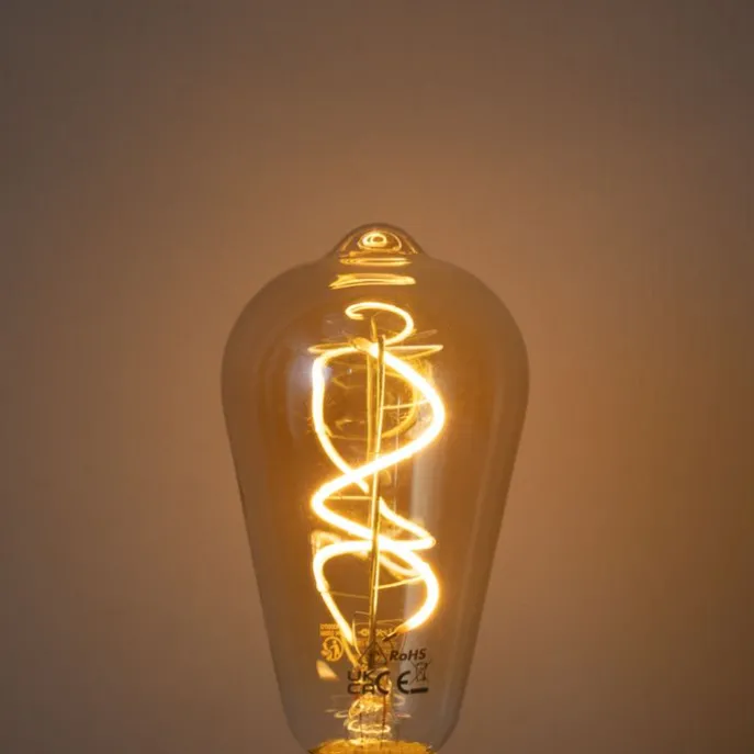 E27 Dimmbare LED-Glühbirne Spiralfilament ST64 Gold 4W 270 lm 2100K