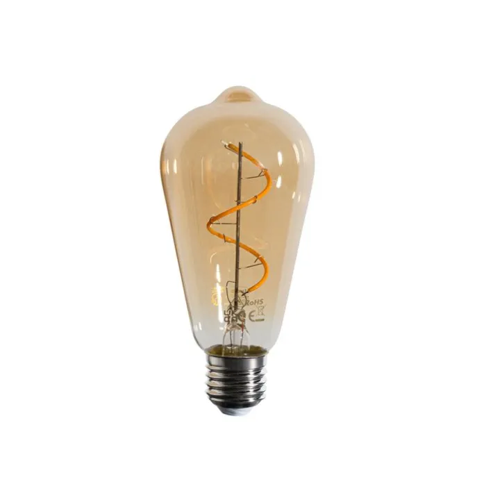 E27 Dimmbare LED-Glühbirne Spiralfilament ST64 Gold 4W 270 lm 2100K