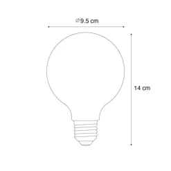 E27 Dimmbare LED-Glühbirne Spiralfilament G95 Gold 4W 270 lm 2100K