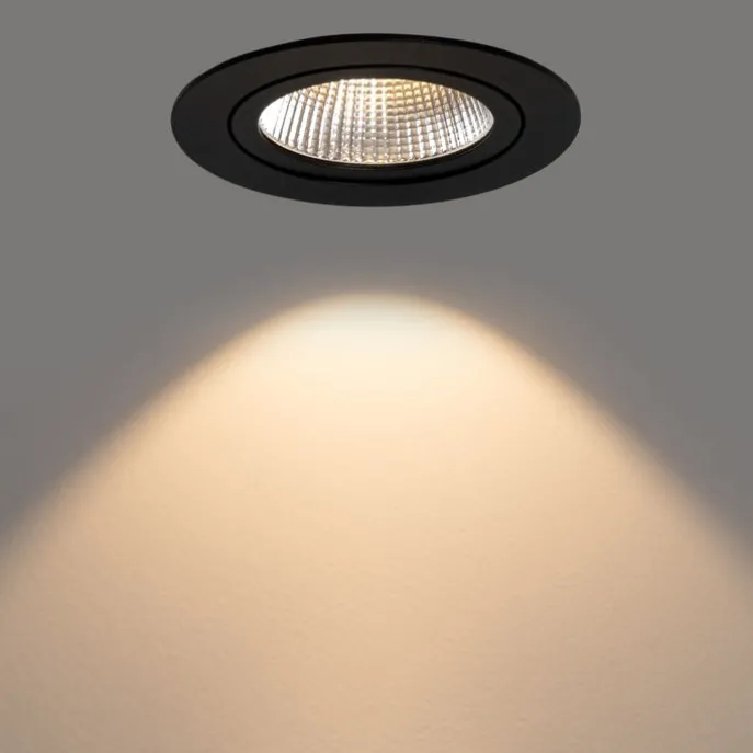 Einbaustrahler schwarz 9,5 cm inkl. LED 1300lm dimmbar IP23 - Gaius