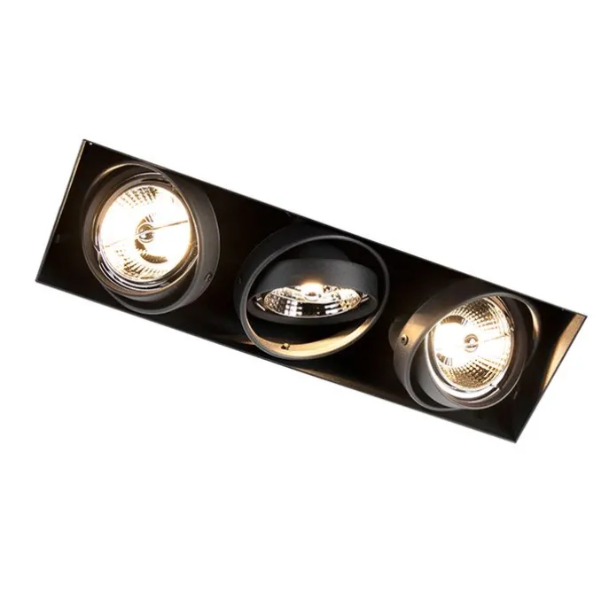 Einbaustrahler schwarz drehbar und kippbar trimmlos 3-Licht - Oneon 3